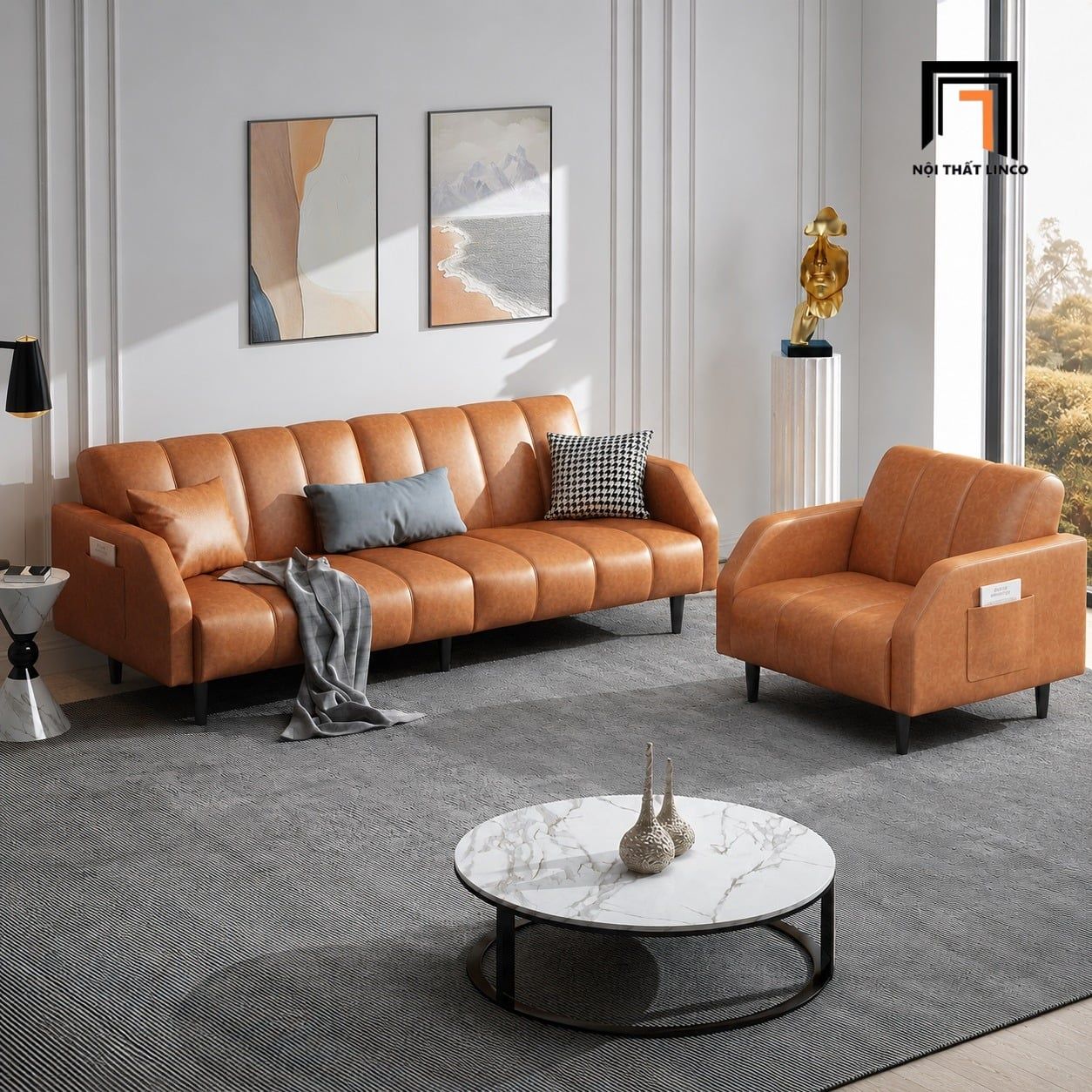  Sofa phòng khách KT190 Fabry kiểu chia múi độc đáo 