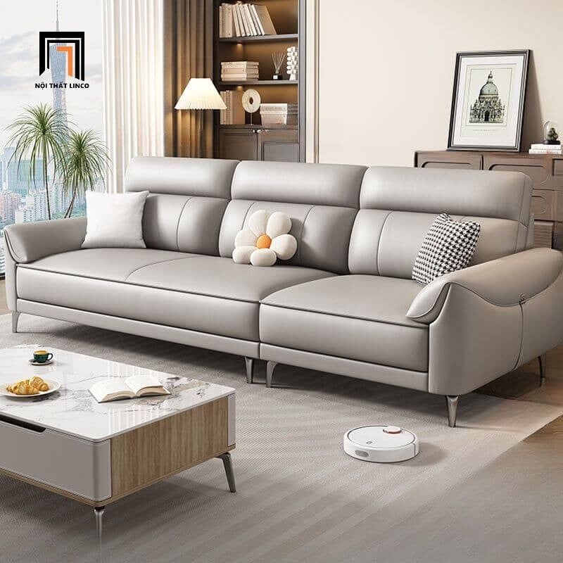  Sofa góc da công nghiệp GT273 Tazrou 2m4 x 1m6 da trắng kem 