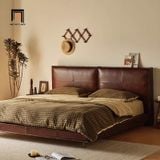  Giường ngủ bọc da màu nâu đậm GN131 Seaton cho gia đình 