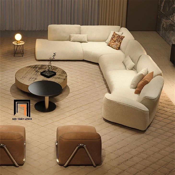  Sofa chữ U vải nỉ UT34 Forting 3m2 phòng khách sang trọng 
