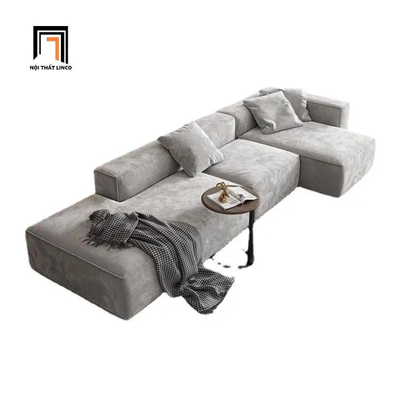  Bộ ghế sofa L vải nhung xám GT277 Lyth 3m1 x 1m4 hiện đại 