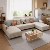  Sofa chữ U UT62 Joblin dài 3m bọc vải nỉ màu be giá tốt 