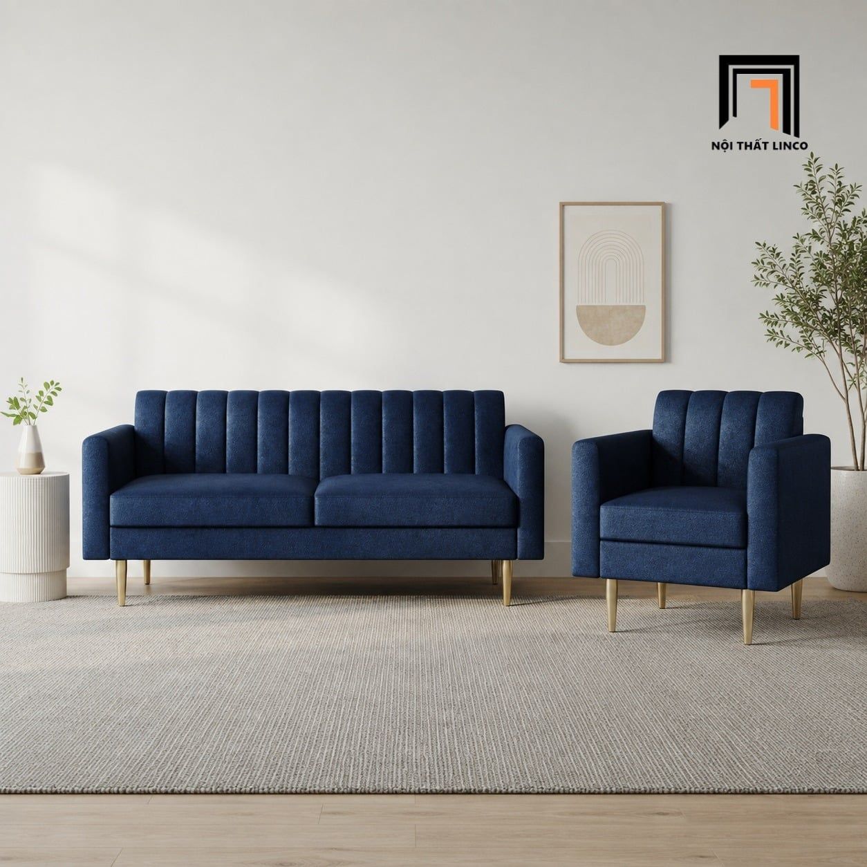  Bộ ghế sofa KT200 Ixir màu xanh đậm cho không gian nhỏ 