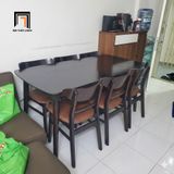  Set bàn ăn 6 ghế ngồi giá rẻ 12-BAG6-Poplar màu nâu đậm 