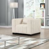  Ghế sofa đơn vải nỉ DT47 Peggy màu trắng kem cho phòng khách 