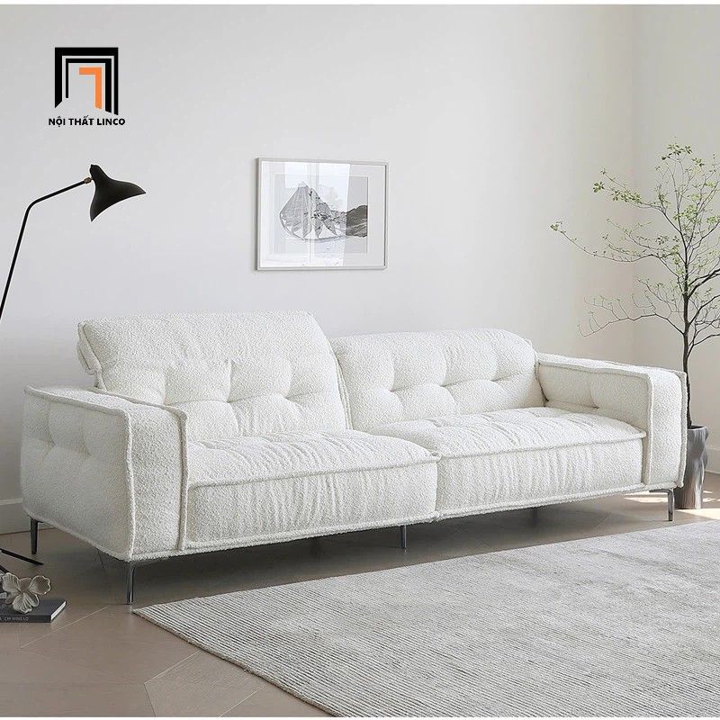 Ghế sofa băng vải lông cừu BHQ54 Furnell 2m1 màu trắng kem 