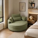  Ghế sofa đơn tròn thư giãn DT91 Daniela màu xanh lá vải nỉ bố 