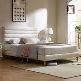  Giường ngủ vải nỉ bố màu be GN113 Peasane bọc nệm mềm đẹp 