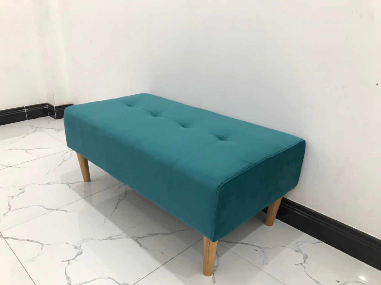  Sofa đôn chữ nhật giá rẻ 1m x 50 xanh lá vải nhung 