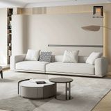  Ghế sofa văng nỉ xám trắng BHQ63 Caplin dài 2m6 sang trọng 