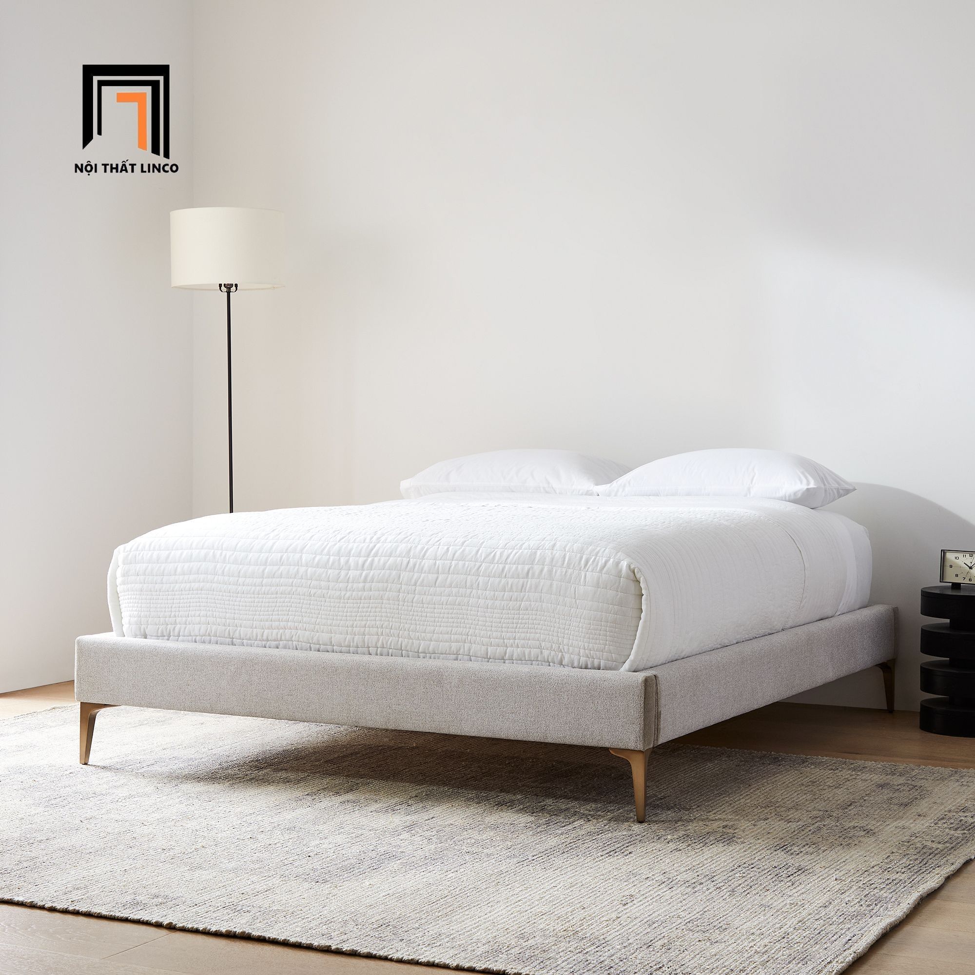  Giường divan bọc vải giá rẻ GN128 Salis 1m6 phòng ngủ nhỏ 