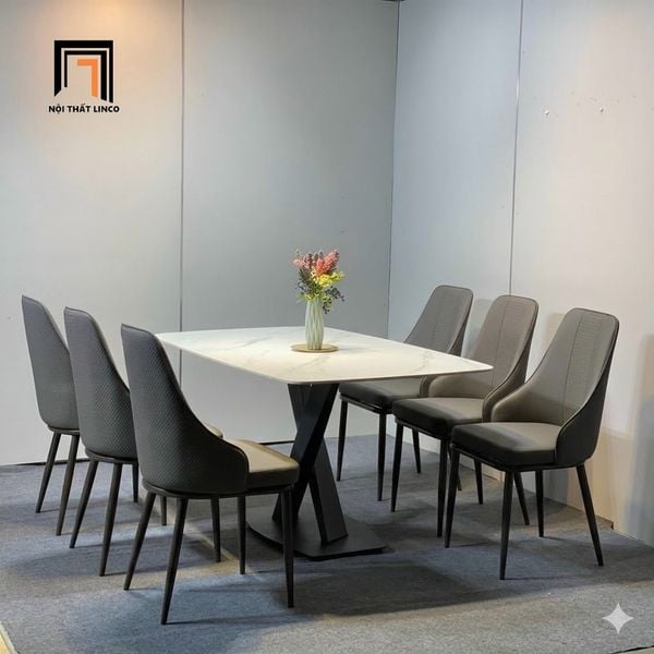 bộ bàn ăn đá 6 ghế ngồi