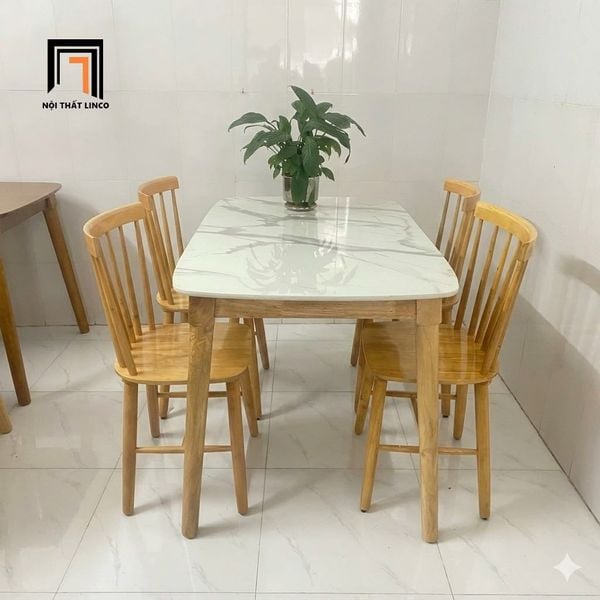 bộ bàn ăn 1m2 4 ghế gỗ