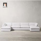  Sofa chữ U vải nhung trắng UT45 Jodar 3m x 1m6 hiện đại 