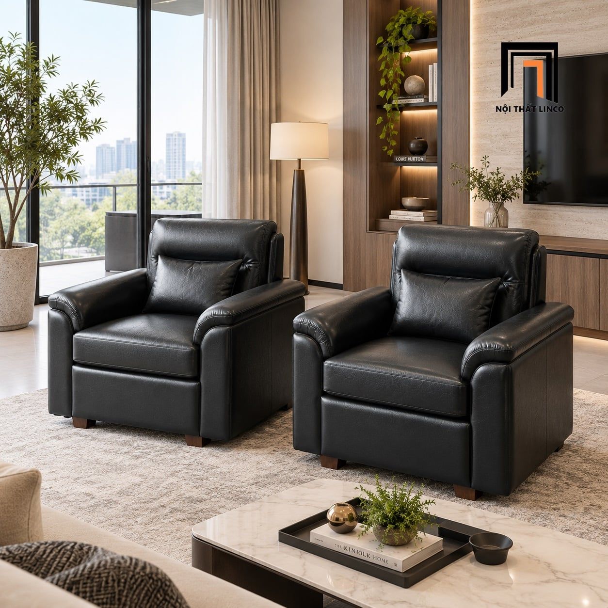  Sofa đơn văn phòng DT16 Chesmin màu đen sang trọng 