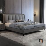  Giường ngủ da công nghiệp màu xám GN80 Lisaili sang trọng 
