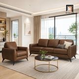  Sofa KT199 Ahmara da PU nâu phù hợp phòng khách chung cư 