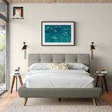  Giường ngủ giá rẻ GN120 Jovah bọc vải màu xám lông chuột 