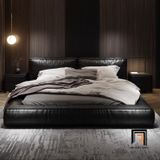  Giường ngủ sang trọng da pvc đen GN102 Dornie cho chung cư 