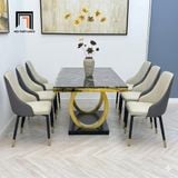  Bộ bàn ăn mặt đá đen ceramic 19-BAD6-Leyton 6 ghế hiện đại 