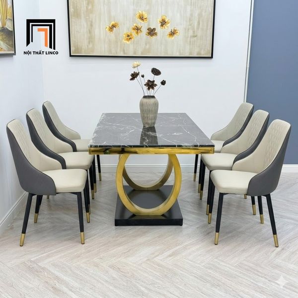 bộ bàn ăn mặt đá ceramic đen