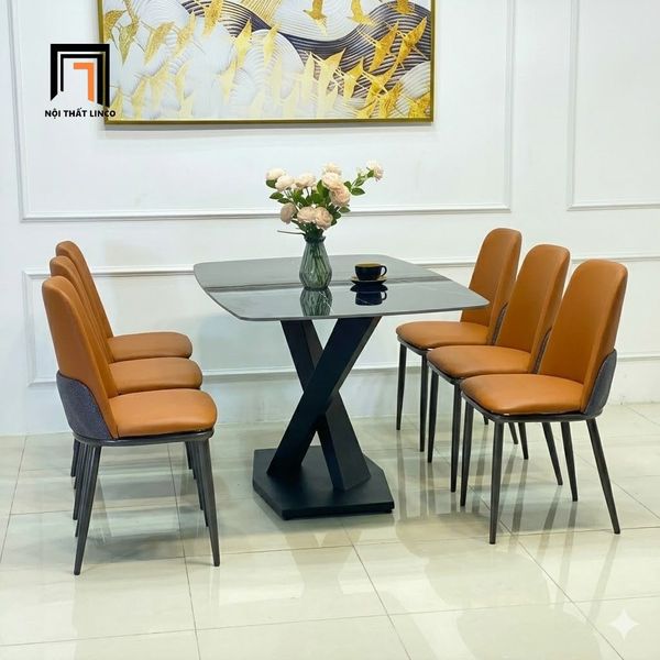 bộ bàn ăn đá ceramic 6 ghế ngồi