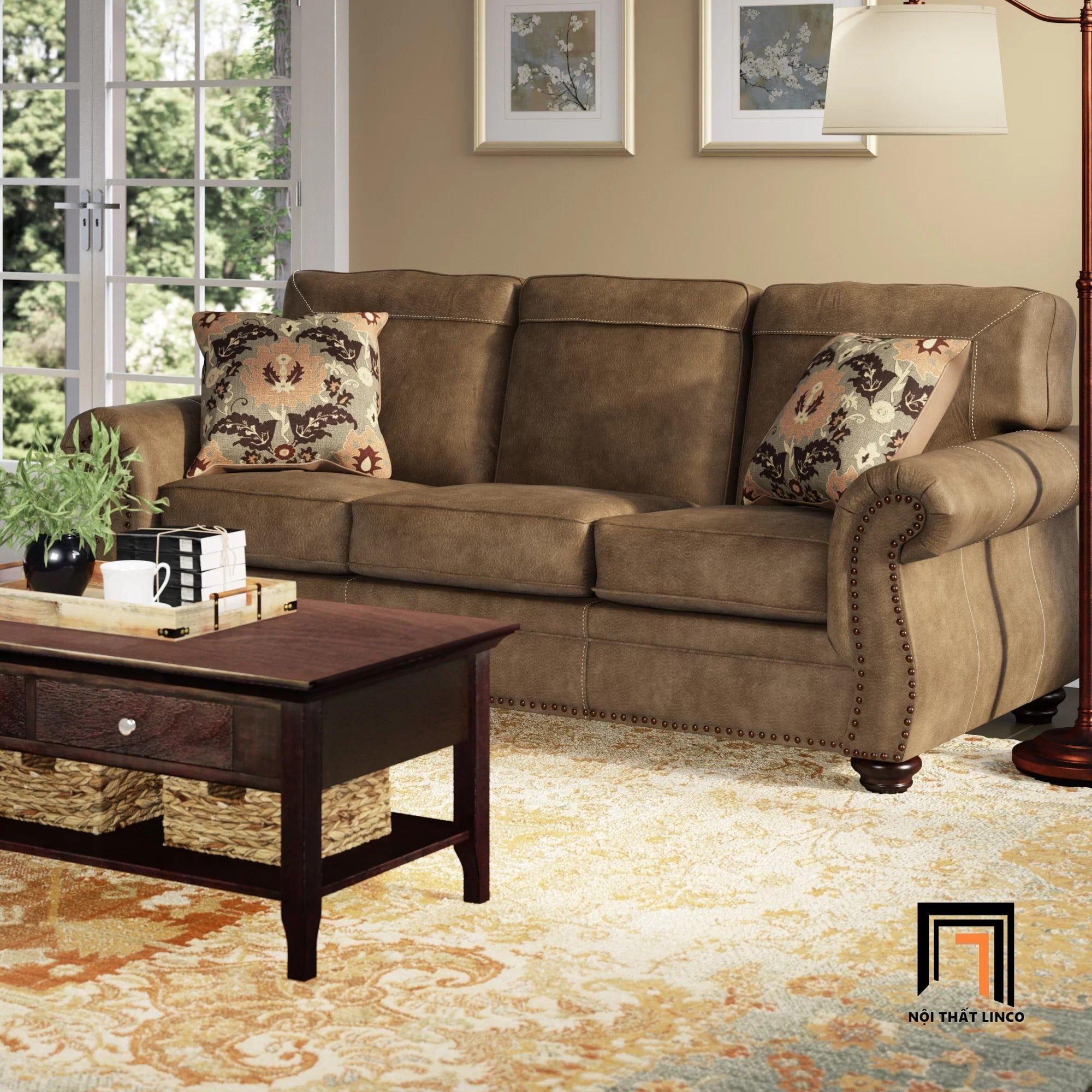  Sofa băng tân cổ điển 2m1 BHQ61 Ambrister phong cách Âu Mỹ 