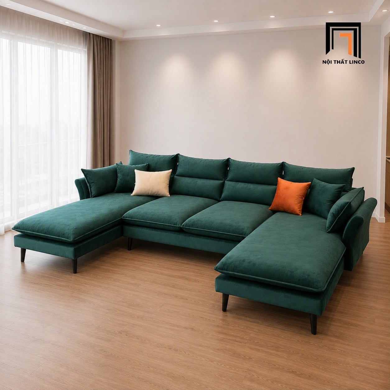  Bộ sofa U vải nhung UT92 Jasiway 3m thiết kế hiện đại giá rẻ 