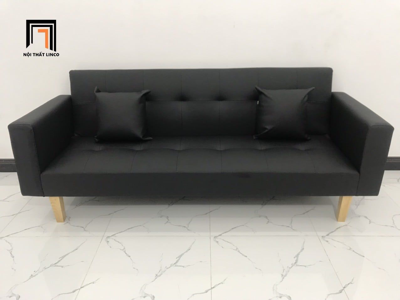  Bộ ghế sofa giường đa năng GBL2 2m giả da màu đen giá rẻ 