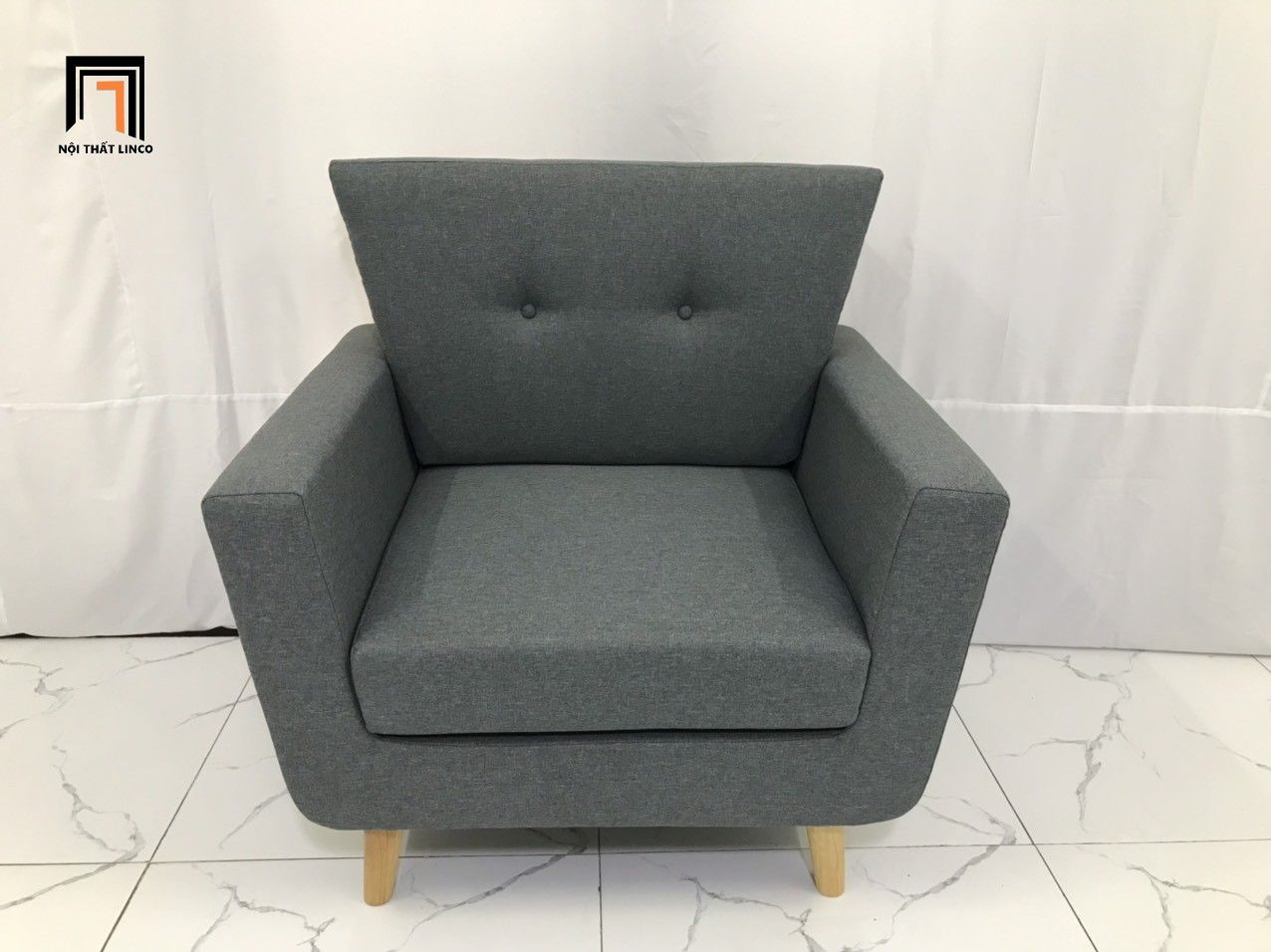  Ghế sofa đơn màu xám lông chuột DL5 Piloc cho văn phòng 