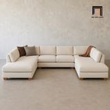  Bộ sofa U vải nỉ UT75 Tuxedo dài 3m rộng 1m9 màu be sang trọng 
