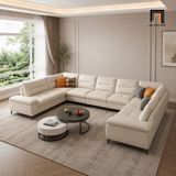  Bộ sofa U vải nỉ UT85 Solyn 3m4 màu trắng kem hiện đại 
