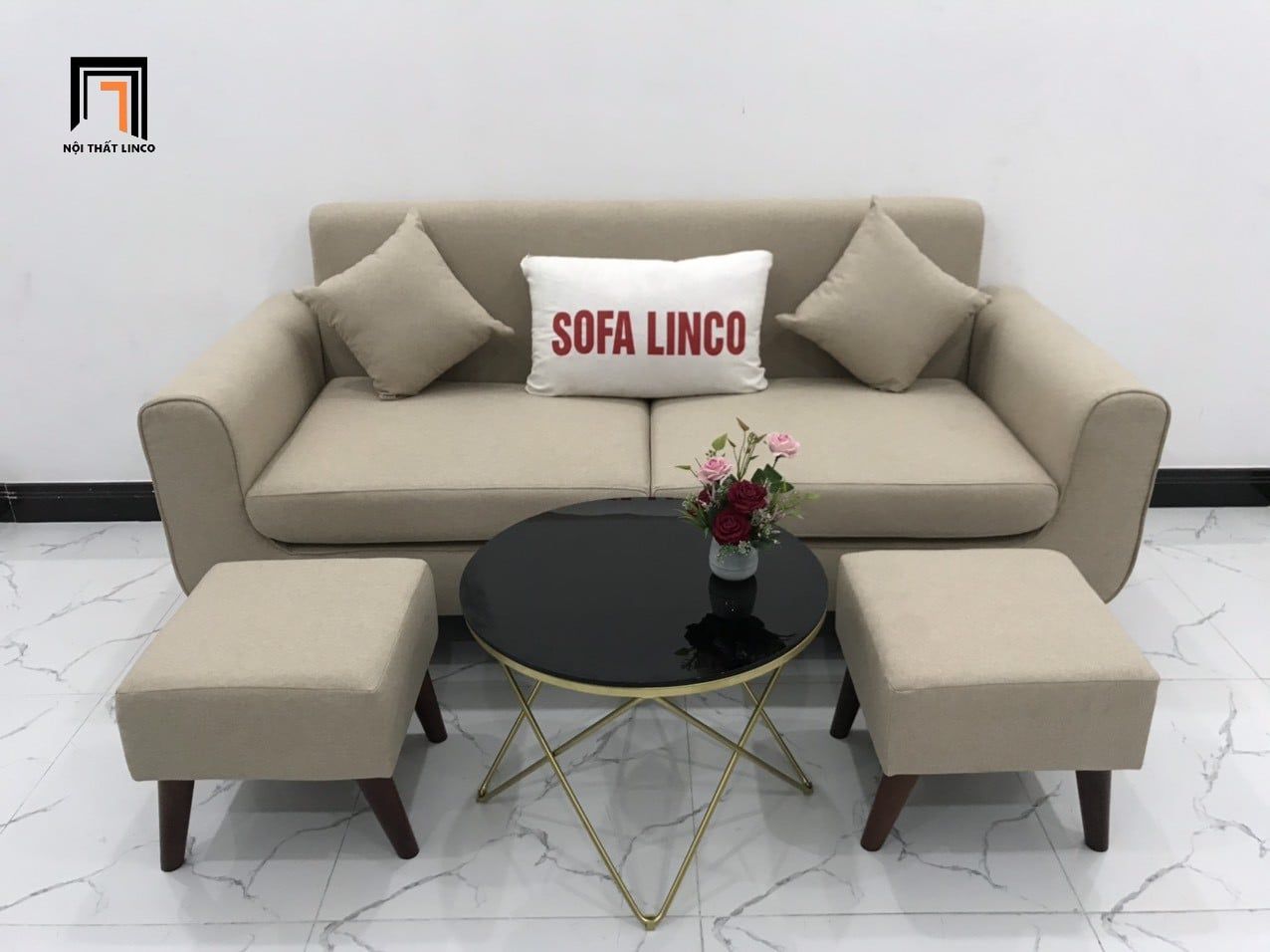  Bộ ghế sofa băng 1m9 BL1 Presa màu trắng kem căn hộ chung cư 