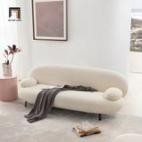  Bộ ghế sofa cong vải lông cừu đẹp KT56 Nina màu trắng kem 