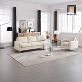  Set ghế sofa nỉ màu trắng kem KT137 Cedar kiểu dáng sang trọng 