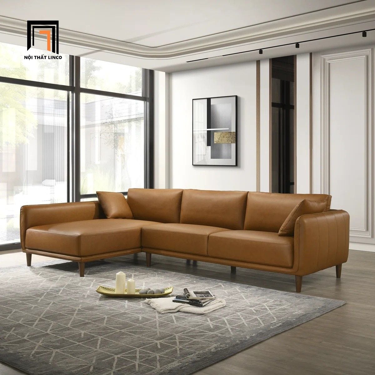  Ghế sofa góc chữ L GT289 Marciac 2m4 x 1m6 bọc da giá rẻ 