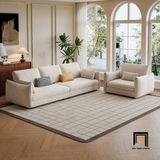  Set 2 ghế sofa phòng khách KT150 Lacon vải nỉ mềm trắng kem 