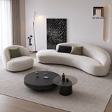  Bộ sofa cong KT180 Cruces vải nhung xám trắng hiện đại 