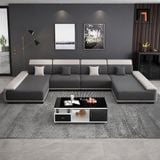  Sofa chữ U UT73 Ramia 3m2 x 1m6 bọc vải trắng đen hiện đại 