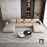  Bộ ghế sofa U UT77 Flin 3m x 1m6 bọc da xám cao cấp 