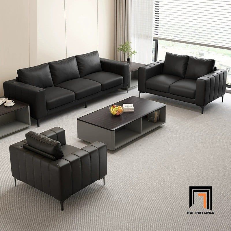  Ghế sofa băng da pvc màu đen BHQ64 Hacien 2m1 hiện đại 