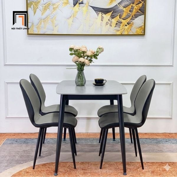 bàn ăn đá ceramic 4 ghế ngồi