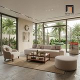  Sofa phòng khách KT160 Lorne vải xám trắng sang trọng 
