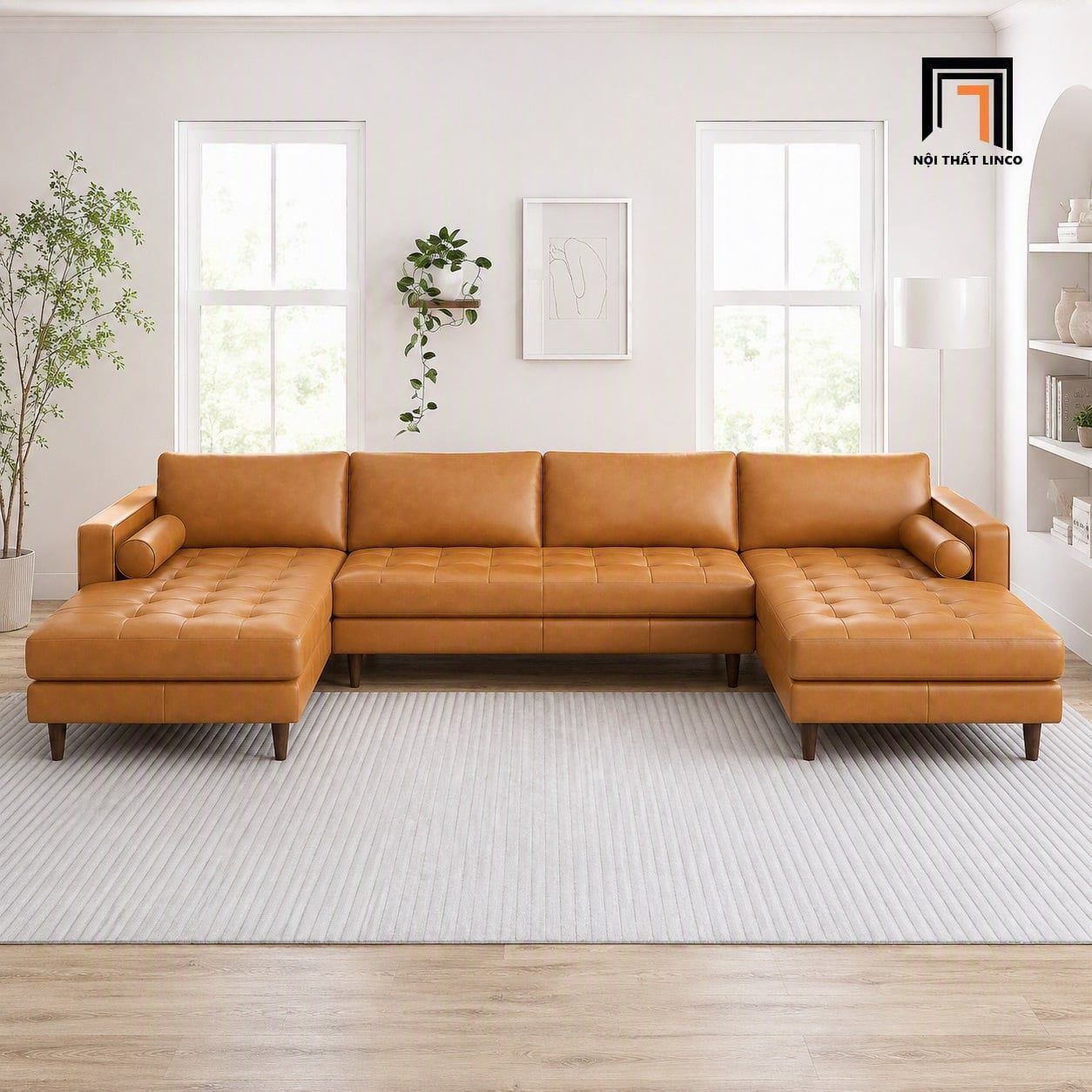  Bộ ghế sofa U UT72 Matilda 3m2 bọc da công nghiệp đẹp 