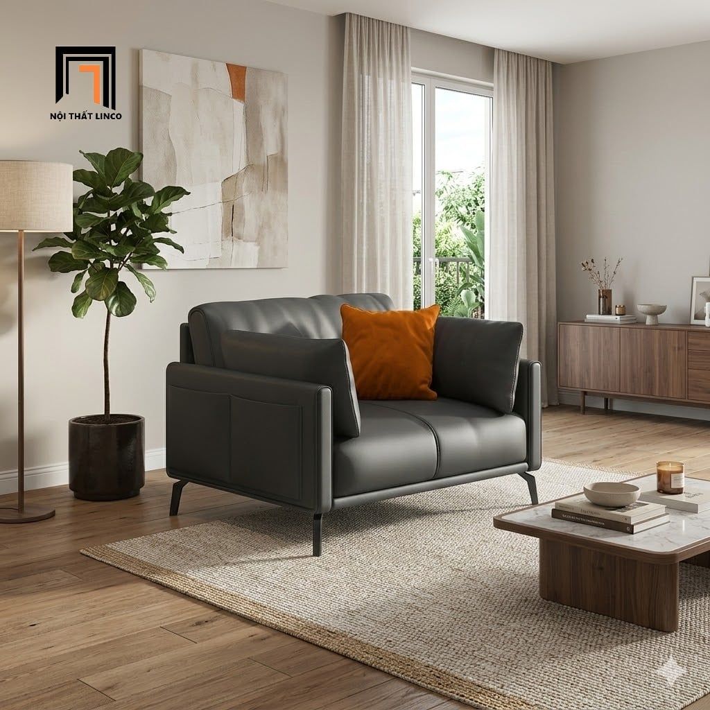  Ghế sofa đơn da Pu đen DT68 Dubuque văn phòng tiếp khách 