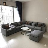  Bộ ghế sofa góc vải nỉ xám đậm GT300 Millac 2m8 x 2m2 giá rẻ 