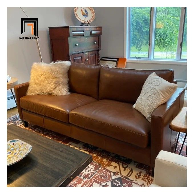  Ghế sofa băng da giả nâu đậm BT10 Maron dài 1m9 nhỏ gọn 