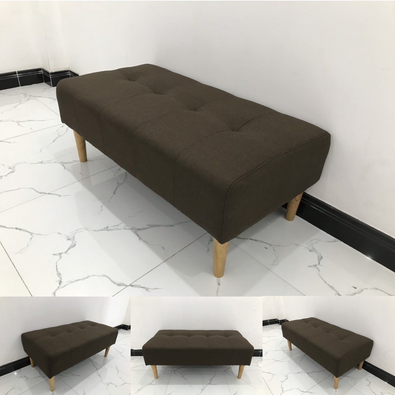  Ghế đôn sofa giá rẻ 1m x 50 màu nâu đậm vải bố 