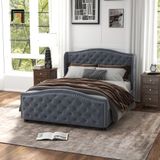  Giường ngủ vải nỉ xám phong cách Âu Mỹ GN108 Mackey cao cấp 