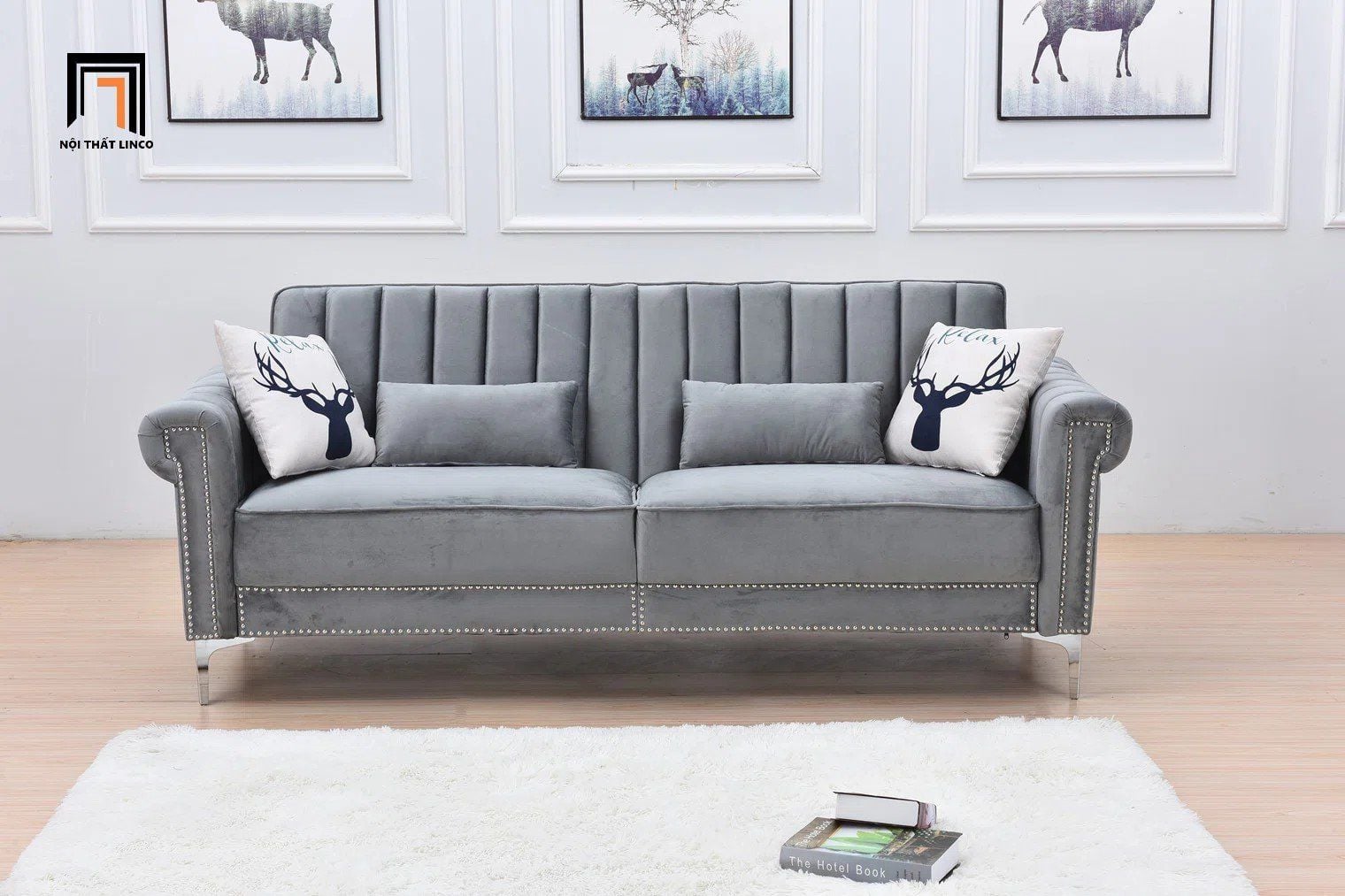  Ghế sofa giường sang trọng GB26 Ermera dài 2m vải nhung nỉ 